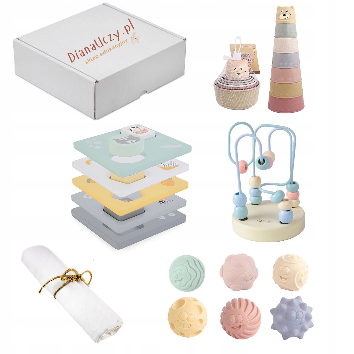 Senzorický edukačný box Montessori Set s hračkami pre deti od 12 mesiacov